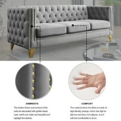 Living Room Modern Velvet Sofa With Button Tufted Square Arms And Metal Legs - ModernLuxe -Cozy Living Deals Store GUEST cbd3db51 8ceb 4c1d b6c2 d01e2424c230