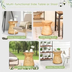 Costway 17'' Concrete Accent Side Table Hourglass Wood-like End Table Plant Stand Stool -Cozy Living Deals Store GUEST cbd667e6 0caa 4ea9 9e62 5856a755cd20
