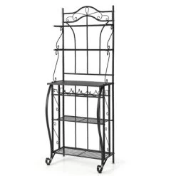 Costway 5-Tier Metal Kitchen Bakers Rack Microwave Storage Rack Oven Stand With Wine Organizer -Cozy Living Deals Store GUEST cc8f5985 9214 4d28 9d70 3ed83bad7fb7