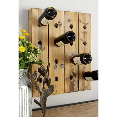 Rustic Wood Wall Wine Rack Brown - Olivia & May 1 Rustic Wood Wall Wine Rack Brown - Olivia & May