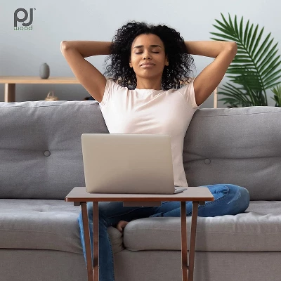 PJ Wood Rectangle Folding TV Snack Tray Tables With Compact Storage Rack, Solid Wood Construction, Honey Oak Finish, 2 Piece Set 1 PJ Wood Rectangle Folding TV Snack Tray Tables With Compact Storage Rack, Solid Wood Construction, Honey Oak Finish, 2 Piece Set