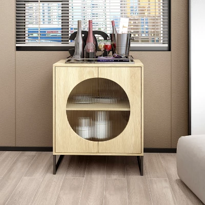 Aubrey 33.07'' H X 26.85'' W X 15.79'' D Glass Door Storage Cabinet And Adjustable Shelf Sideboards And Buffets-The Pop Home 9 Aubrey 33.07'' H X 26.85'' W X 15.79'' D Glass Door Storage Cabinet And Adjustable Shelf Sideboards And Buffets-The Pop Home - Image 9