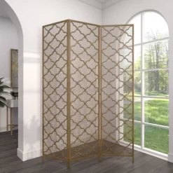 Modern Metal Filigree Room Divider Screen Gold - Olivia & May -Cozy Living Deals Store GUEST cce9feee 34ed 4e9e ba3c 0da1769ee4ce