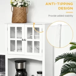 HOMCOM 67" Modern Buffet With Hutch, Louvered Kitchen Pantry Microwave Cabinet With Framed Glass Doors And 2 Drawers, White 9 HOMCOM 67" Modern Buffet With Hutch, Louvered Kitchen Pantry Microwave Cabinet With Framed Glass Doors And 2 Drawers, White -Cozy Living Deals Store GUEST cd214aff 26a5 4e9a a74b 439396f2586c