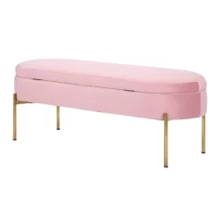 48" Chloe Storage Bench Velvet/Metal Gold/Blush Pink - LumiSource -Cozy Living Deals Store GUEST cd2a3263 7d56 486d 9382 2c40871f88e5