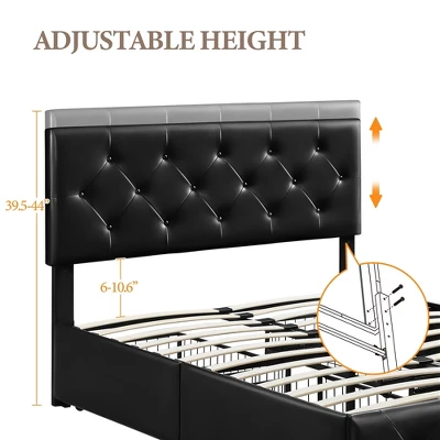 Yaheetech Upholstered Faux Leather Bed Frame With Adjustable Headboard 6 Yaheetech Upholstered Faux Leather Bed Frame With Adjustable Headboard - Image 6