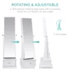 Best Choice Products 360 Swivel Standing Mirrored Jewelry Cabinet, LED-Lit Makeup Organizer W/ Mirror - White