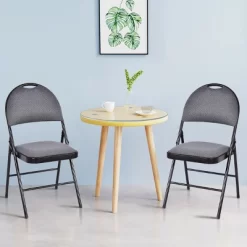 Costway Set Of 6 Folding Chairs Fabric Upholstered Padded Seat Metal Frame Home Office -Cozy Living Deals Store GUEST ce93850a 1e32 4514 9da4 81dcff9a7335