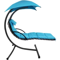 Sunnydaze Decor Sunnydaze Outdoor Hanging Chaise Floating Lounge Chair With Canopy Umbrella And Arc Stand -Cozy Living Deals Store GUEST ceec9020 0024 40cf a1ea d811e4c36e6c