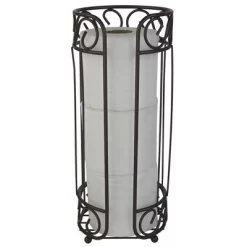 Home Basics Scroll Collection Bath Tissue Reserve Toilet Paper Roll Holder Stand, Bronze