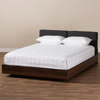 Queen Iselin Finished Storage Platform Bed Dark Gray/Walnut Brown - Baxton Studio 2 Queen Iselin Finished Storage Platform Bed Dark Gray/Walnut Brown - Baxton Studio - Image 2