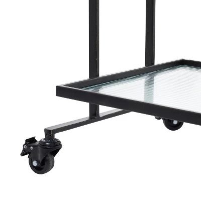 Industrial Metal Bar Cart Black - Olivia & May 5 Industrial Metal Bar Cart Black - Olivia & May - Image 5