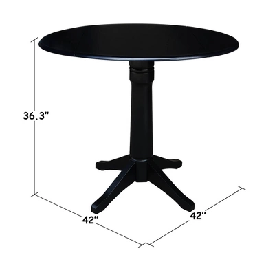 Sandon Round Dual Drop Leaf Pedestal Table Black - International Concepts 6 Sandon Round Dual Drop Leaf Pedestal Table Black - International Concepts - Image 6
