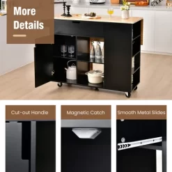 Tangkula Kitchen Island Cart Rolling Serving Trolley W/ Drop Leaf Spice Rack Shelves -Cozy Living Deals Store GUEST d0f43f6e 7b13 4af3 9661 eedd1d877951