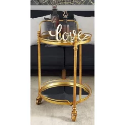 Traditional Iron And Mirrored Bar Cart Brass - Olivia & May
