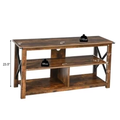 Costway Modern Farmhouse TV Stand Entertainment Center For TV's Up To 55'' W/Open Shelves
