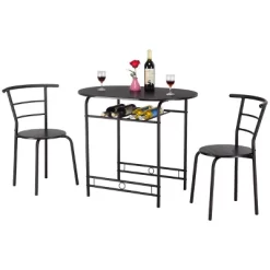 Costway 3 PCS Dining Set Table And 2 Chairs Home Kitchen Breakfast Bistro Pub Furniture Black -Cozy Living Deals Store GUEST d21d9c8c 15d6 45fa 8dd7 5440345421d9