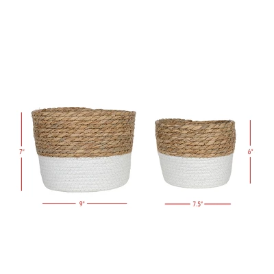 Set Of 2 Baskets White Seagrass & Rope By Foreside Home & Garden 6 Set Of 2 Baskets White Seagrass & Rope By Foreside Home & Garden - Image 6