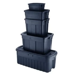 Rubbermaid Roughneck Home/Office 18 Gallon Rugged Latching Plastic Storage Tote With Lid, Dark Indigo Metallic (12 Pack) -Cozy Living Deals Store GUEST d2556bcd d60e 4c47 8f58 1cc362bb5918