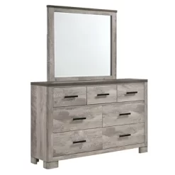 Adam 6 Drawer Dresser With Mirror Gray - Picket House Furnishings