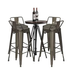 Costway Set Of 4 Metal Bar Stools 30'' Bar Height Barstools Industrial W/ Low Back Gun -Cozy Living Deals Store GUEST d2af7b00 becf 4f43 8838 d1ddaaf2a8d4