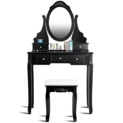Tangkula Oval Vanity Mirror Dressing Table Beauty Dresser Cosmetics Organizer W/ Cushioned Bench 19 Tangkula Oval Vanity Mirror Dressing Table Beauty Dresser Cosmetics Organizer W/ Cushioned Bench -Cozy Living Deals Store GUEST d2f6d6c2 f820 4238 85e0 f5804292a686