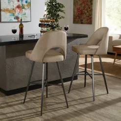 29" Set Of 2 Ragan Metal Fabric Swivel Bar Stools - Inspire Q
