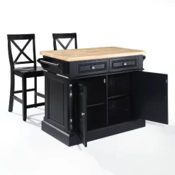 Oxford Kitchen Island With 2 X-Back Stools Black - Crosley -Cozy Living Deals Store GUEST d390dcd9 79bc 4908 9404 d86762434f2f