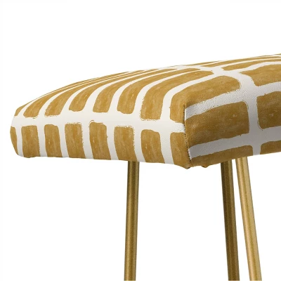 Little Arrow Design Co Block Print Tile Bench Yellow/Gold - Deny Designs 1 Little Arrow Design Co Block Print Tile Bench Yellow/Gold - Deny Designs