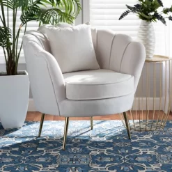 Garson Velvet And Metal Accent Chair - Baxton Studio -Cozy Living Deals Store GUEST d3ad67b8 134d 491d b2cd ab4bf78aea91