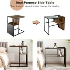 Costway C Shape Sofa Side End Table Reversible Snack Table Nightstand Steel Frame Oak -Cozy Living Deals Store GUEST d3f4e4dd a3e3 4021 93cf 4391bd632544