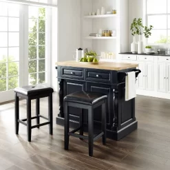 Oxford Kitchen Island With Square Seat Stools Black - Crosley 9 Oxford Kitchen Island With Square Seat Stools Black - Crosley -Cozy Living Deals Store GUEST d415cfbb 6e4a 4148 b14d 206c686decff