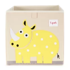 3 Sprouts Large 13 Inch Square Children's Foldable Fabric Storage Cube Organizer Box Soft Toy Bin, Yellow Rhino And Polka Dot Sheep (2 Pack) -Cozy Living Deals Store GUEST d41b443e e6e0 4d16 8787 6aebaaacffc5