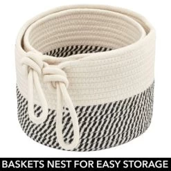MDesign Woven Cotton Rope Bathroom Basket With Tie Handle, Set Of 2 -Cozy Living Deals Store GUEST d43189ed 6240 478b 9e24 6463620ff8c6