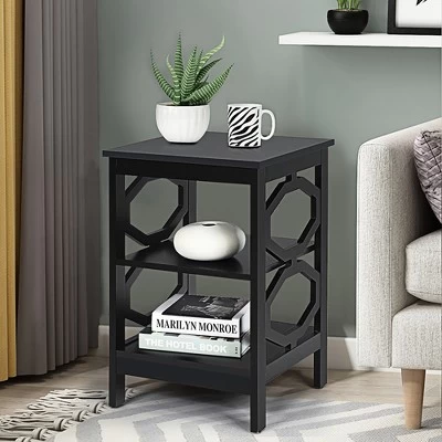 Costway 3-tier Nightstand Sofa Side End Accent Table Storage Display Shelf WhiteBlackEspressoGrey 4 Costway 3-tier Nightstand Sofa Side End Accent Table Storage Display Shelf WhiteBlackEspressoGrey - Image 4