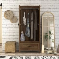Nurembo 1 Drawer Wardrobe Closet Distressed Walnut - HOMES: Inside + Out -Cozy Living Deals Store GUEST d452179c 38ae 4863 815a 1f11fd2cb151