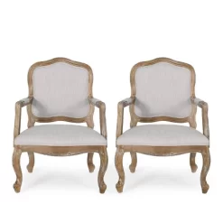 Set Of 2 Andrea French Country Wood Upholstered Dining Armchairs - Christopher Knight Home -Cozy Living Deals Store GUEST d4649144 09f1 4a47 ba43 8bf70dd3cebc