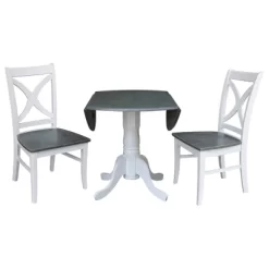 42" Lillith Dual Drop Leaf Dining Table With 2 X-Back Chairs White/Heather Gray - International Concepts -Cozy Living Deals Store GUEST d48a30f8 a529 4bb4 8452 428b79b02bd0