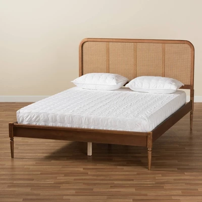 King Elston Wood And Synthetic Rattan Platform Bed Brown/Ash Walnut - Baxton Studio 7 King Elston Wood And Synthetic Rattan Platform Bed Brown/Ash Walnut - Baxton Studio - Image 7