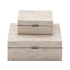 Set Of 2 Wooden Boxes With Pattern - Olivia & May -Cozy Living Deals Store GUEST d4c7b246 1164 4af7 84a9 ff811e57100e
