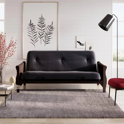 Full Chester Wood Arm Futon Frame With 8" Polyester Mattress - Room & Joy 4 Full Chester Wood Arm Futon Frame With 8" Polyester Mattress - Room & Joy - Image 4