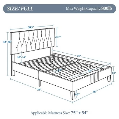 Yaheetech Upholstered Bed Frame With Button-Tufted Headboard 3 Yaheetech Upholstered Bed Frame With Button-Tufted Headboard - Image 3