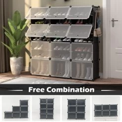 Costway Portable Shoe Rack Organizer 12-Cube 48 Pair Shoe Shelf Storage Cabinet W/Hook 14 Costway Portable Shoe Rack Organizer 12-Cube 48 Pair Shoe Shelf Storage Cabinet W/Hook -Cozy Living Deals Store GUEST d53a2dd0 3dae 4add a85f 8f3153ce9a38