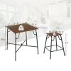 Costway 5PCS Bar Table Set Counter Height Dining Set W/ 4 Stools Rustic Brown