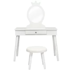 Tangkula Kids Princess Vanity Table Set W/ Chair Crown Mirror White -Cozy Living Deals Store GUEST d5b65474 3c9e 41ea 81b2 8970dbf22695