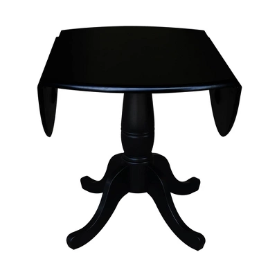 Davidson Round Dual Drop Leaf Pedestal Table Black - International Concepts 4 Davidson Round Dual Drop Leaf Pedestal Table Black - International Concepts - Image 4