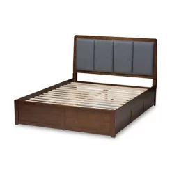 Brannigan Modern And Contemporary Fabric Upholstered Walnut Finished Storage Platform Bed Gray/Brown - Baxton Studio -Cozy Living Deals Store GUEST d62d15e0 d697 48d5 ba28 7f3fd18b337a
