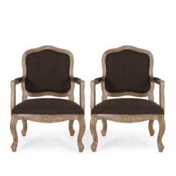 Set Of 2 Andrea French Country Wood Upholstered Dining Armchairs - Christopher Knight Home -Cozy Living Deals Store GUEST d676ccb4 25a2 4049 ae97 9b7c1e6e82c4