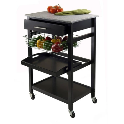 Julia Granite Top Kitchen Cart Wood/Black - Winsome 7 Julia Granite Top Kitchen Cart Wood/Black - Winsome - Image 7