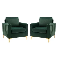 Set Of 2 Iapygia Contemporary Tufted Wooden Upholstered Club Chair With Metal Legs For Bedroom Club Chair| ARTFUL LIVING DESIGN -Cozy Living Deals Store GUEST d693b076 7150 406a 8b71 dc0842044343